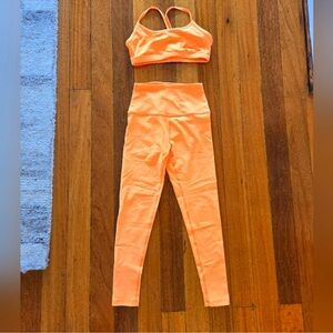 Beyond Yoga Mango Pop Heather Spacedye Racerback Bra & Leggings